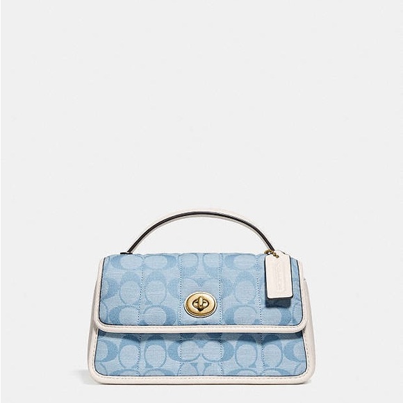 Coach Turnlock Clutch 20 In Signature Chambray With Quilting - Picture 1 of 10